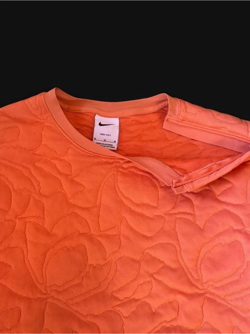 Nike Quilted Long-Sleeve Crew Neck - Coral Orange Size Medium